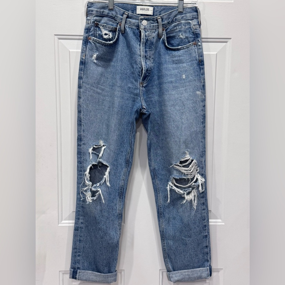 Agolde Women’s Relaxed Distressed Blue Jeans
